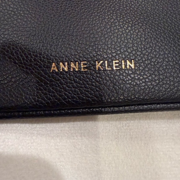 Anne Klein Black Wristlet/Clutch with Gold Accent Letters and Gold Chain Handle - Picture 3 of 6